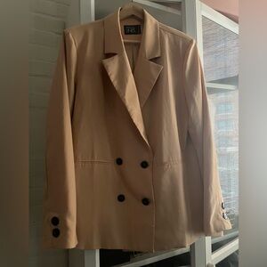 Parallel Lines Women's Double-Breasted Peach Blazer